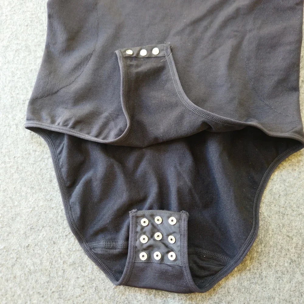 New! Shapermint Bodysuit Womens M Black All Day Every Day Short Sleeve Shapewear